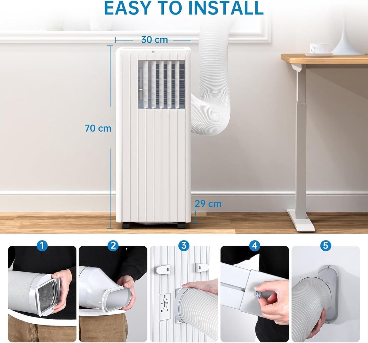 Draagbare Airconditioner - Mobiele Airco Koelapparaat - Ruimte Koelen - Stille Werking - 7000 BTU - Wit — afbeelding 7