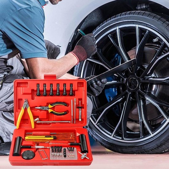 Reparatieset Banden - Autobanden Herstel - Snel Herstel - 74 Delige Kit - 31 cm - Rood — afbeelding 2