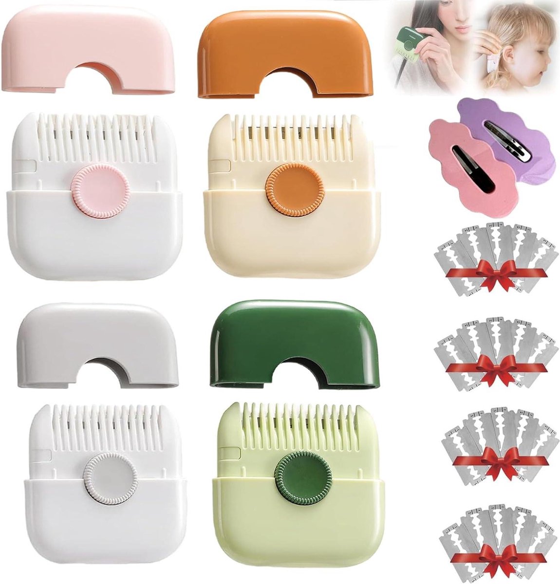 Haartrimmer Kam - Tondeuse Borstel - Haar Styling - Dubbelzijdig Ontwerp - 4 Stuks - Multi Color