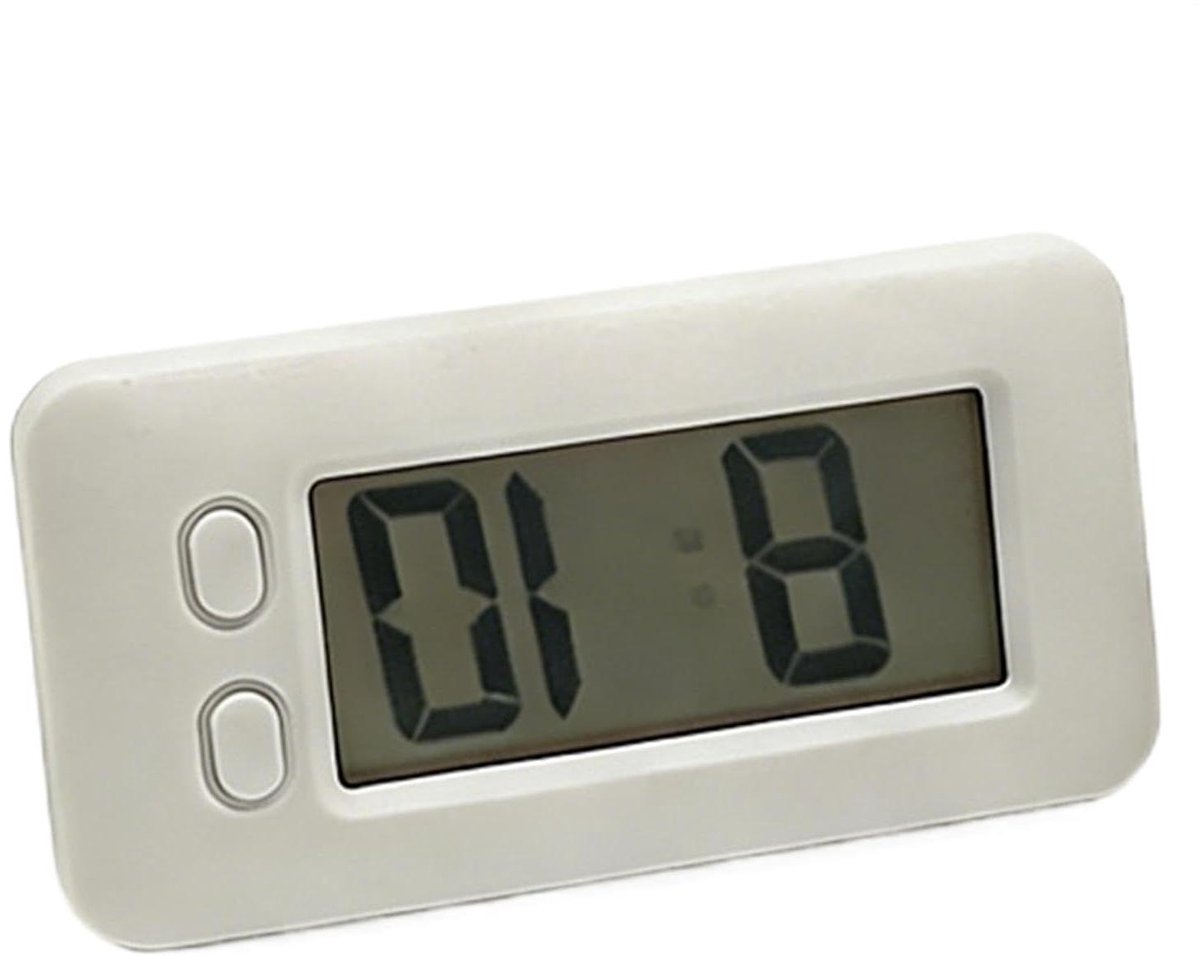 Digitale Auto Klok - Mini Tijdklok - Tijd Weergeven - Zonlicht Leesbaar - 8.8 x 5 x 2.4 cm - Wit