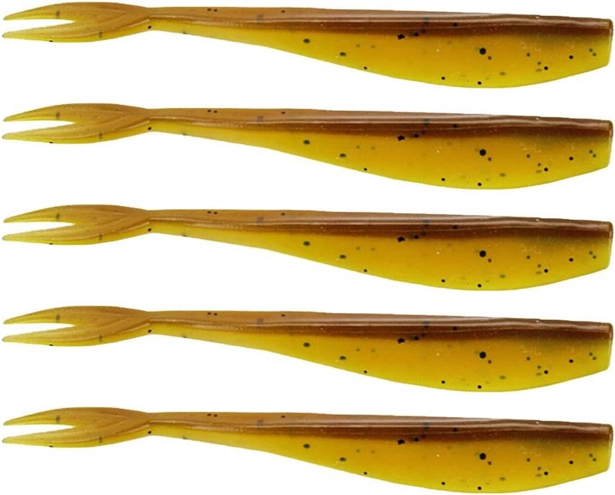 Zachte Plastic Aas met Paddle Tail - 50 Stuks Swimbaits voor Baars, Forel en Topwater Vissen - 70mm Goudkleurig