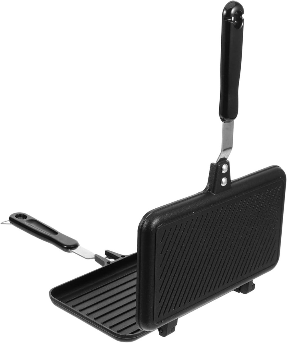 Sandwich Pan - Dubbele Koekenpan - Ontbijt Maken - Dubbelzijdig Bakken - 35 x 23 cm - Zwart