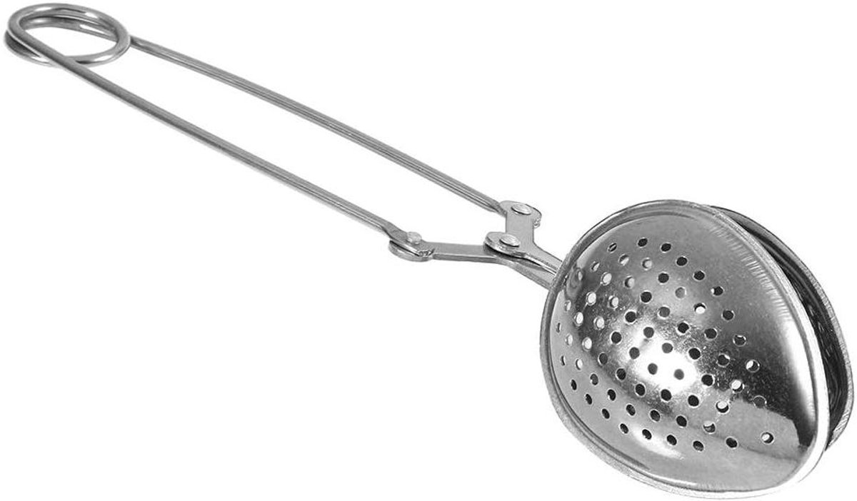 Thee Ei - Theefilter Kruideninfuser - Losse Thee Zetten - Eenvoudig Openen Knop - 16 cm - Zilver