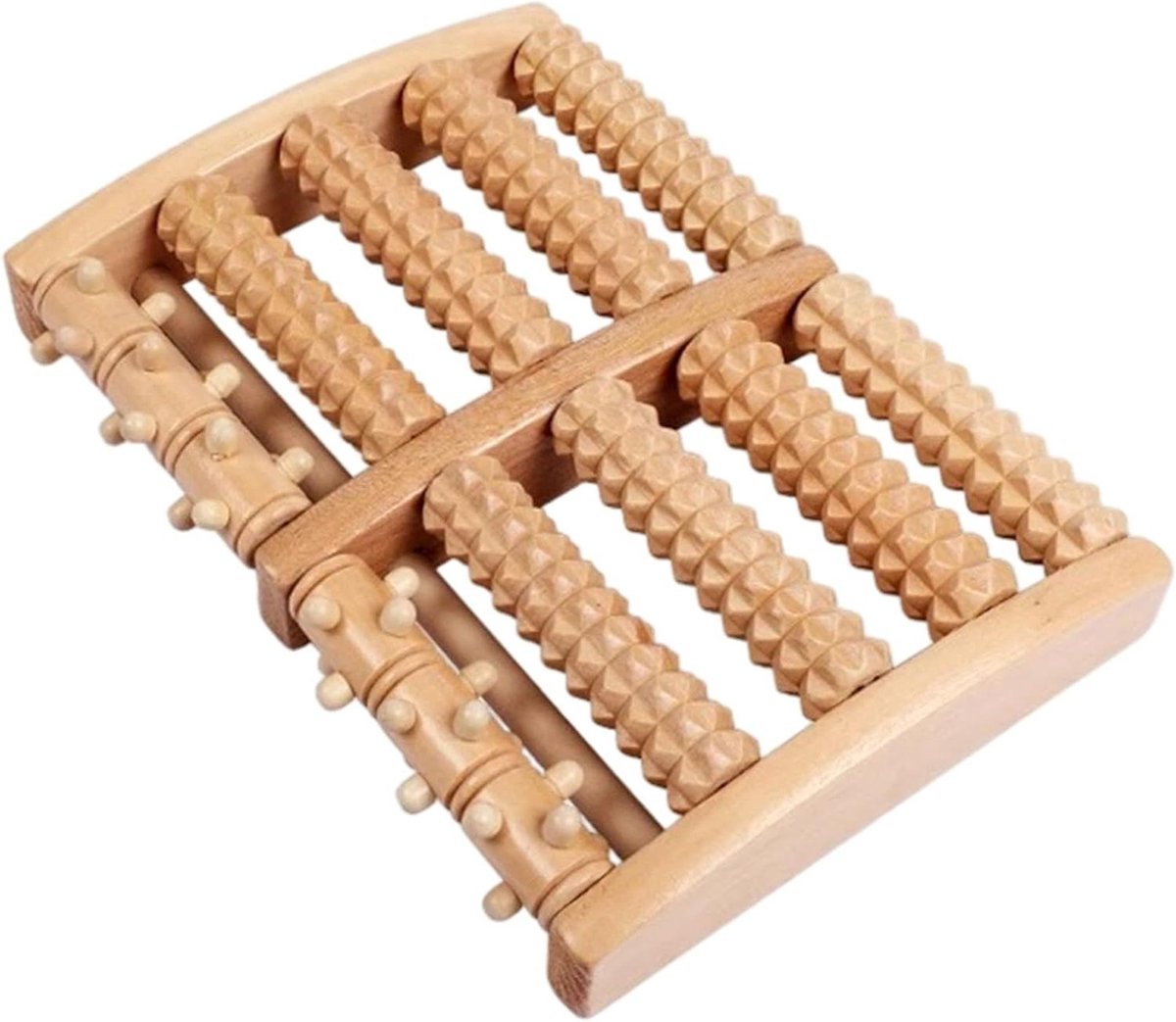Voet Massager Hout - Voetroller Massageapparaat - Voetpijn Verlichten - Meerdere Getextureerde Rollen - 27 x 19 x 5 cm