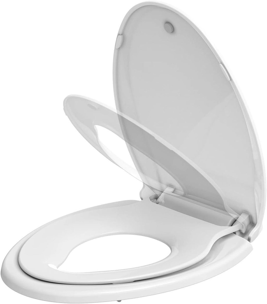 WC bril met bril - Toiletbril Zitting - Badkamer Hygiëne - Stil sluitend ontwerp - 483 x 1 cm - Wit