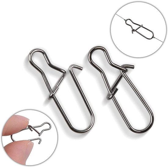 Sterke en Mooie Duo Lock Snaps voor Vissen - 100 Stuks Rvs Lure Haak Verbinding voor Zoet- en Zoutwater Visgerei — afbeelding 2