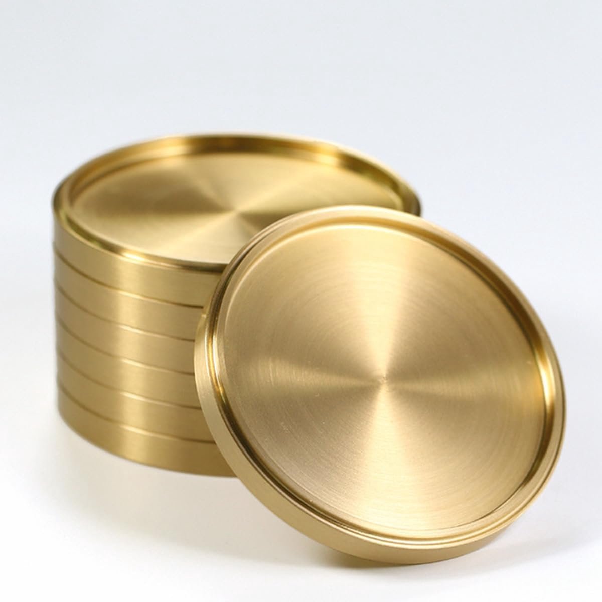Messing Onderzetters - Koperen Bekerhouders - Tafel Beschermen - Verhoogde Rand - 10 cm - Goud