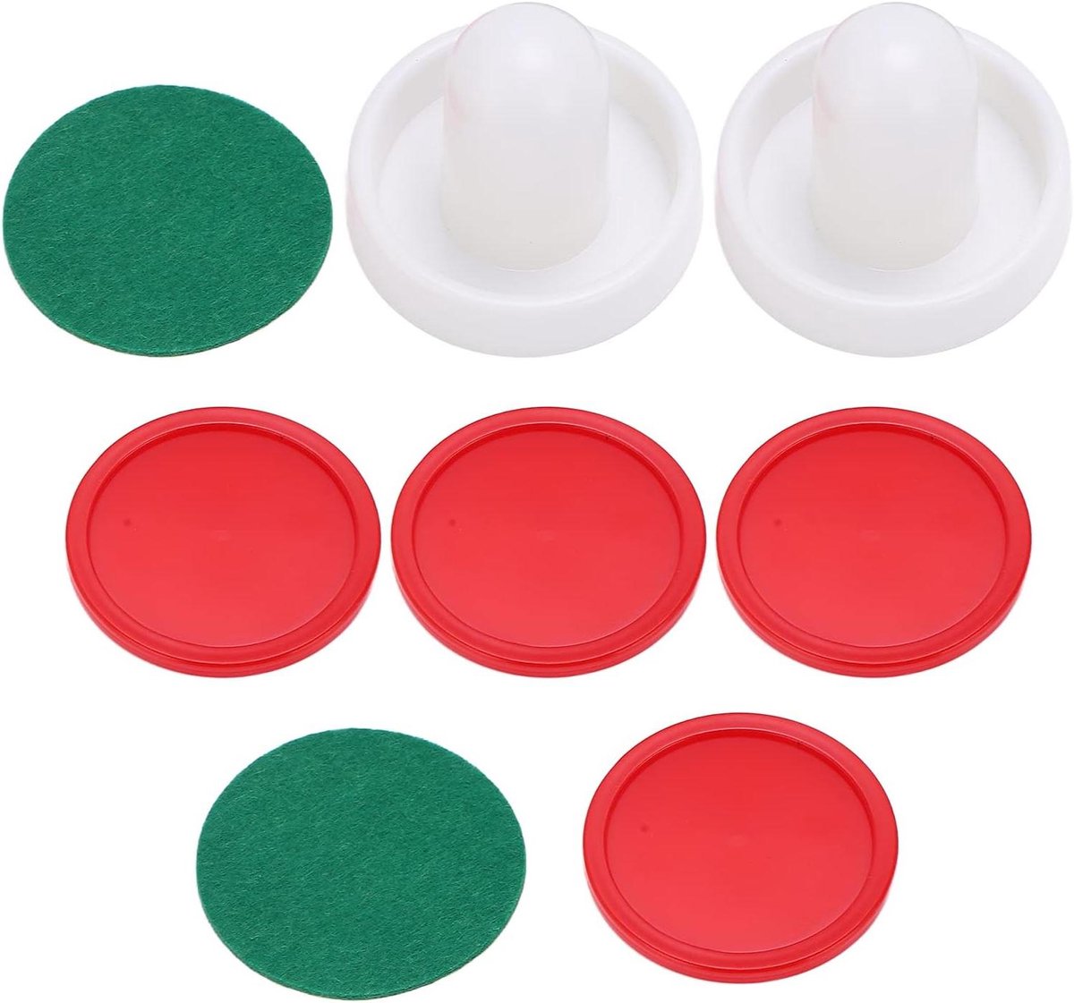 Air Hockey Accessoires - Puck en Pusher Set - Tafelspel Spelen - Verdikte Vilten Bodem - 60 mm Diameter - Rood