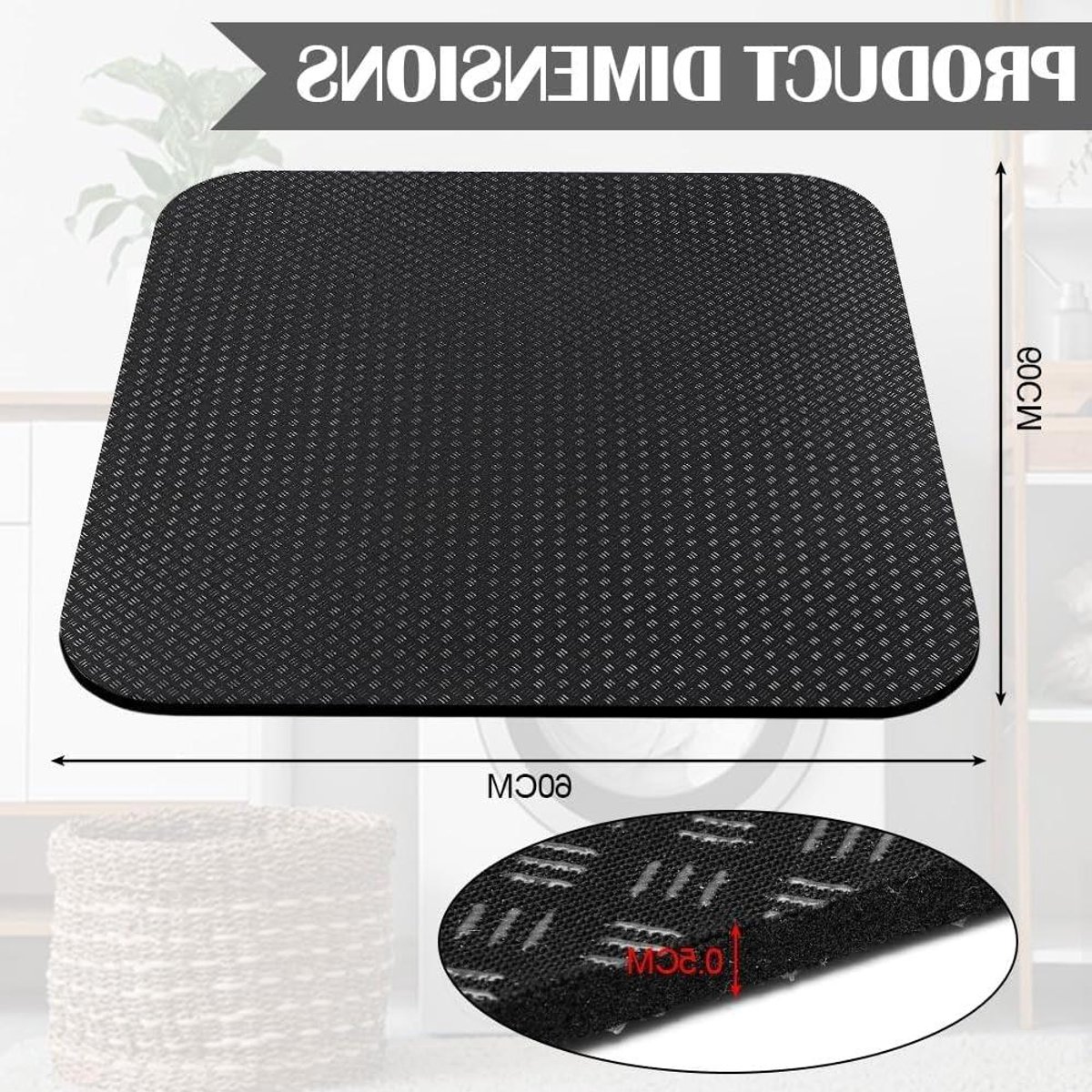 Wasmachine Mat - Vloermat Onderlegger - Apparaten Beschermen - Dubbelzijdig Antislip - 60 x 60 cm - Grijs