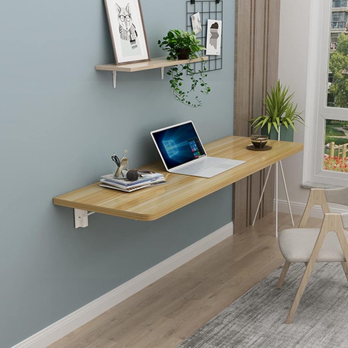 Inklapbaar bureau - Wandtafel - Ruimtebesparend werken - Hoog draagvermogen - 50x30cm - Walnoot
