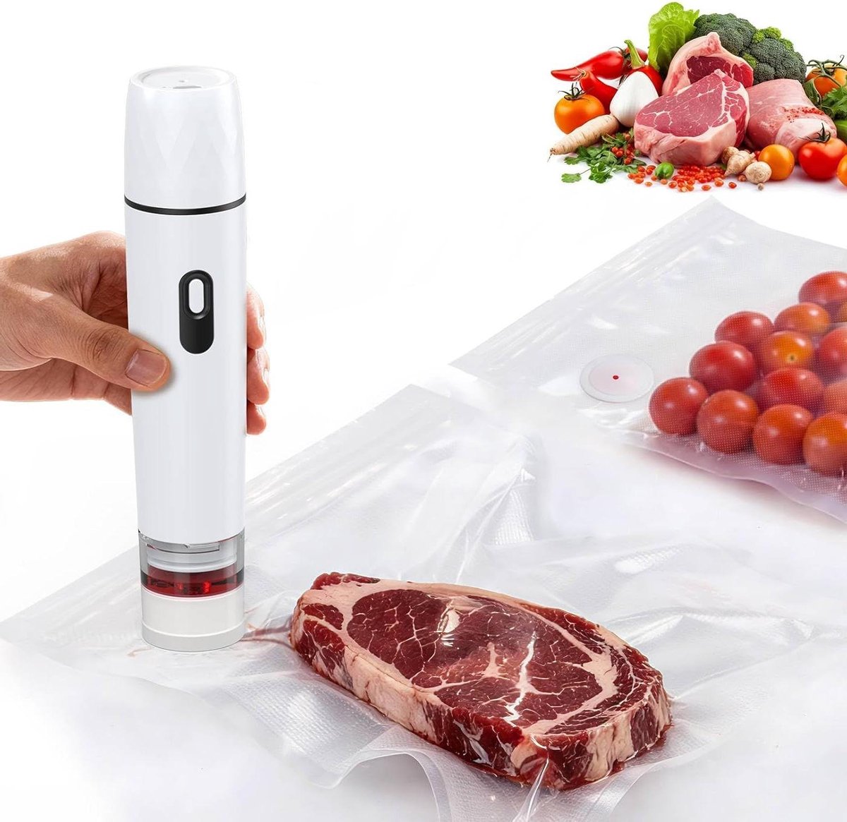 Draagbare Vacuüm Sealer - Draadloze Verpakker - Voedsel Bewaren - Oplaadbaar Ontwerp - 1.24 Pond - Wit