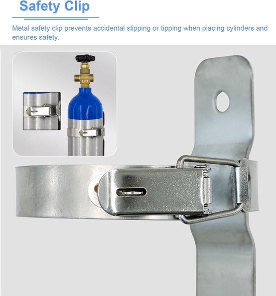 Zuurstof Tankhouder - Cilinder Opbergrek - Veilige Opslag - Gebogen Groef Ontwerp - 2 Stuks - Zilver — afbeelding 5