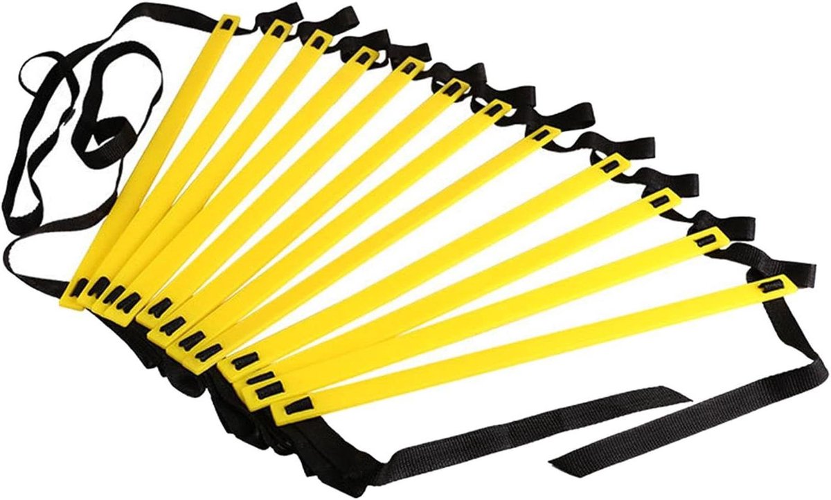 Snelheidsladder - Coördinatieladder - Sporttraining Verbeteren - Verstelbare Secties - 10 Meter 20 Vakken - Zwart