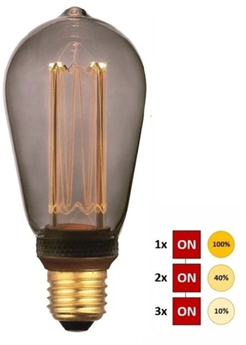 Freelight Lamp LED ST64 5W 100 LM 1800K 3 standen DIM Rook