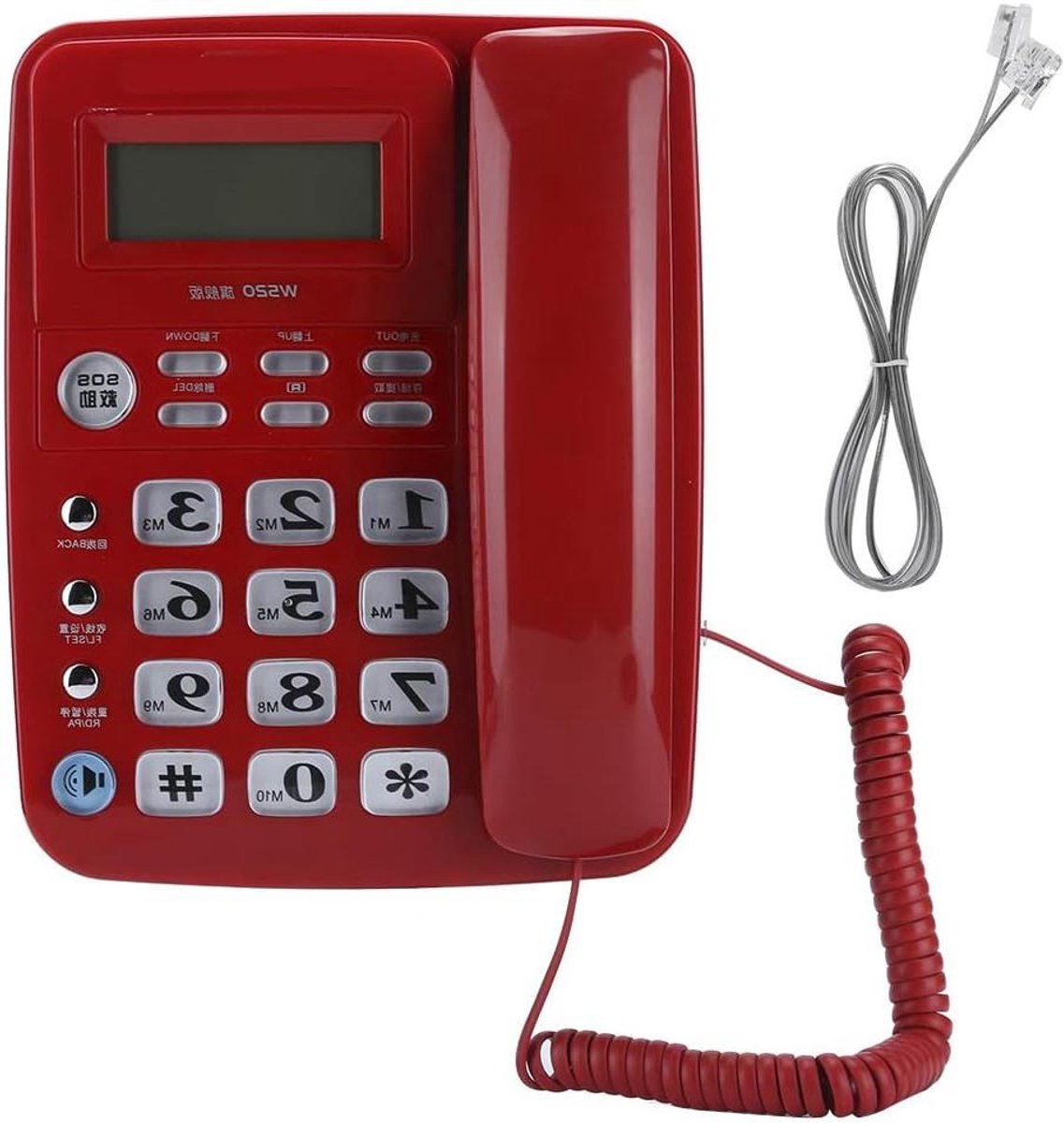 Vaste Telefoon - Huistelefoon Kantoor - Thuis Bellen - Grote Knoppen - Nummerherkenning - Rood