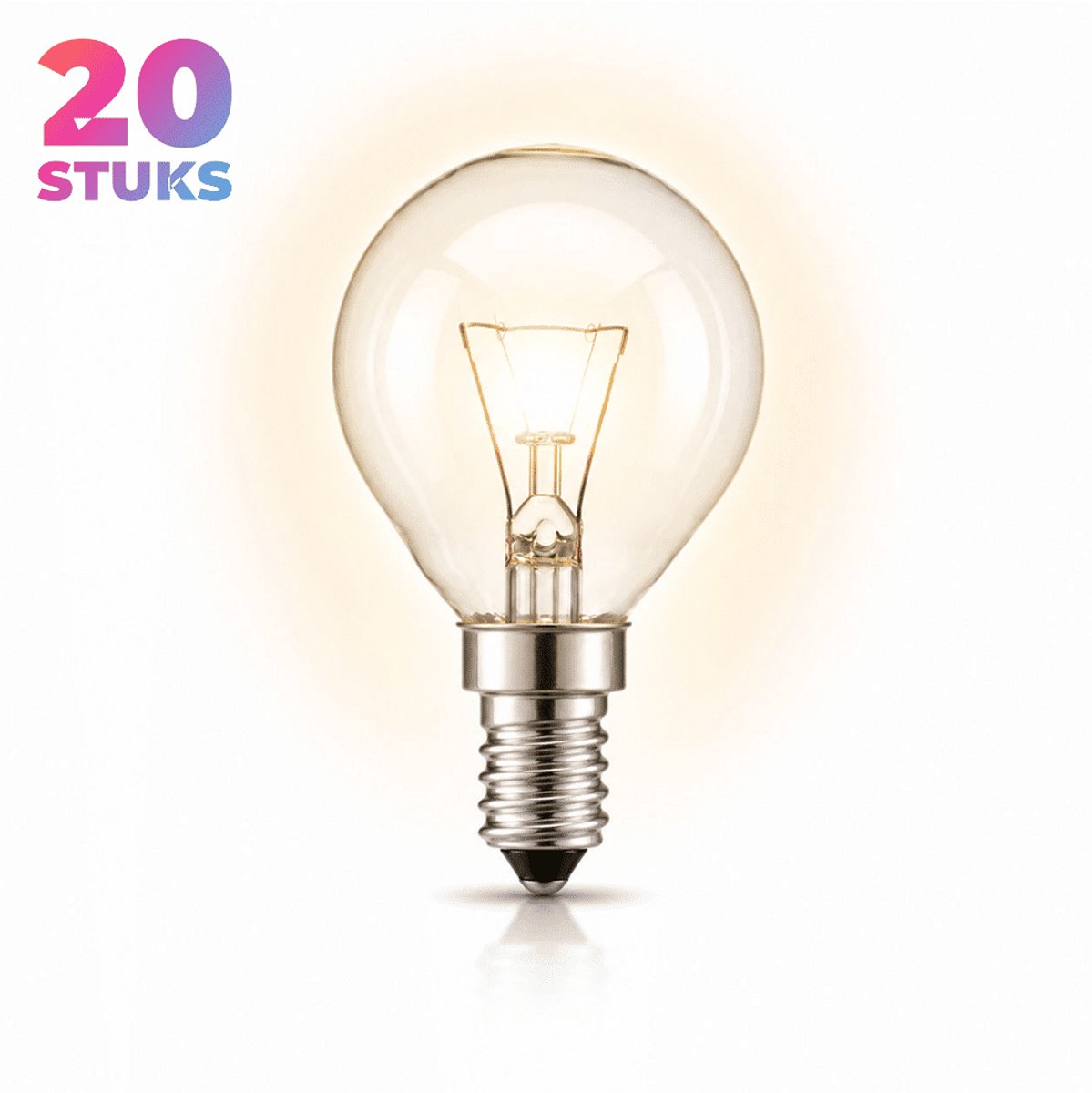 20x Kogel Gloeilamp E14 - 40W - Warm Wit Licht (2700K) - 200 lm - 1 jaar - Dimbaar - Ovenlamp max. 300 °C