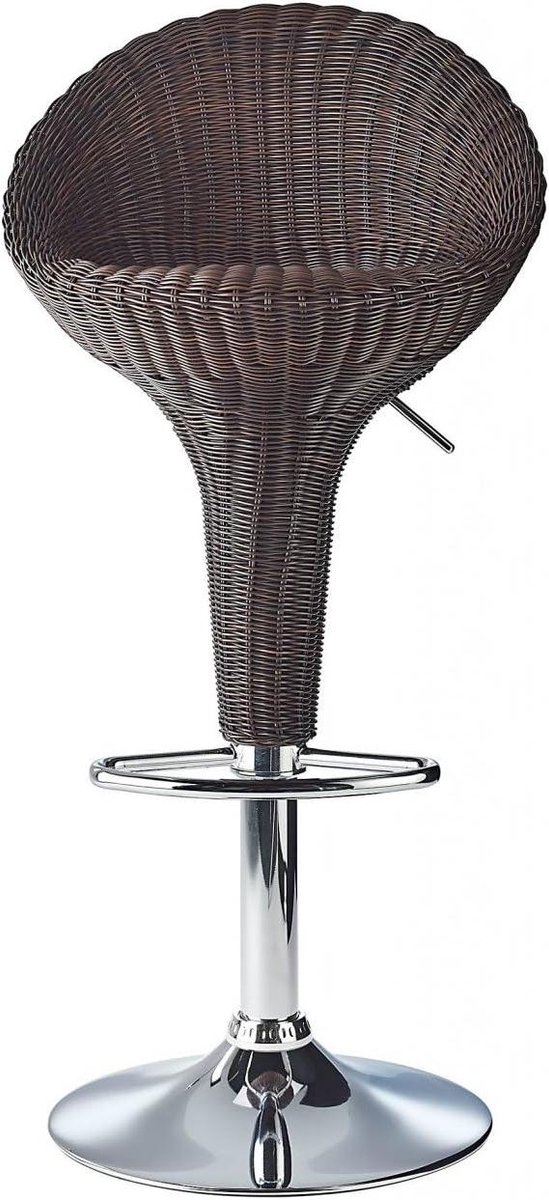 Rotan Barkruk - Hoge Stoel - Bar Zitten - 360 Graden Draaibaar - 80-101 cm - Bruin