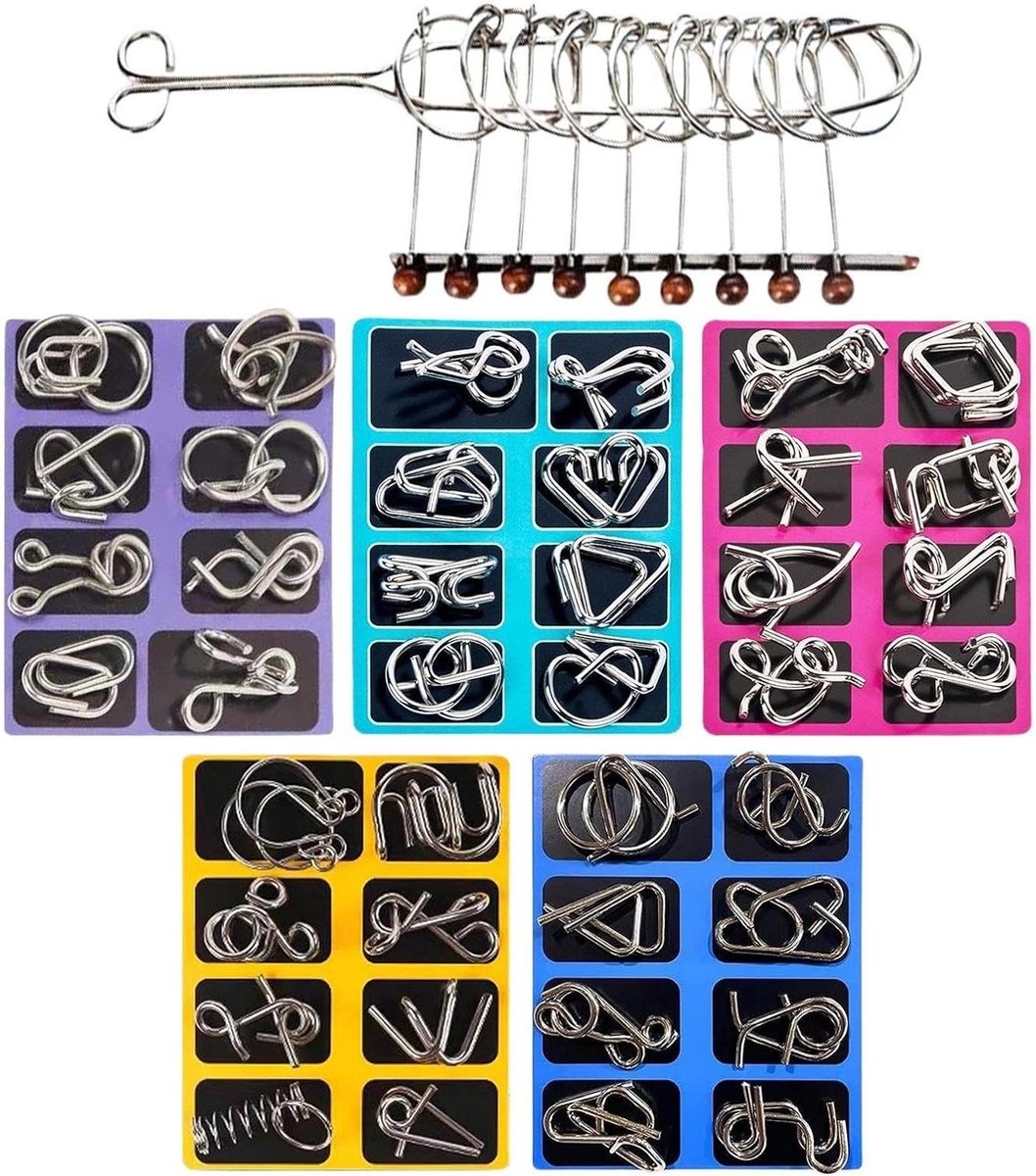 Metaalpuzzels - Denkpuzzels - Brein Trainen - Logisch Denken - 499 gram - Metaal