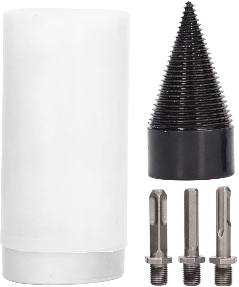 Dailygoody - OmGoods - Dailygoody - Houtsplijtboor - Zwarte Kegelboor - Voor Robuust Hout - Geschikt voor Eiken en Walnoot - 3 Stuks - Brandhout Hakgereedschap