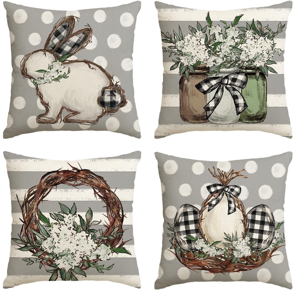 Dailygoody - Kussenslopen - Decoratie voor Pasen - Set van 4 - 40 x 40 cm - Ultrazacht en Modern - Perfect voor Woonkamer en Slaapkamer