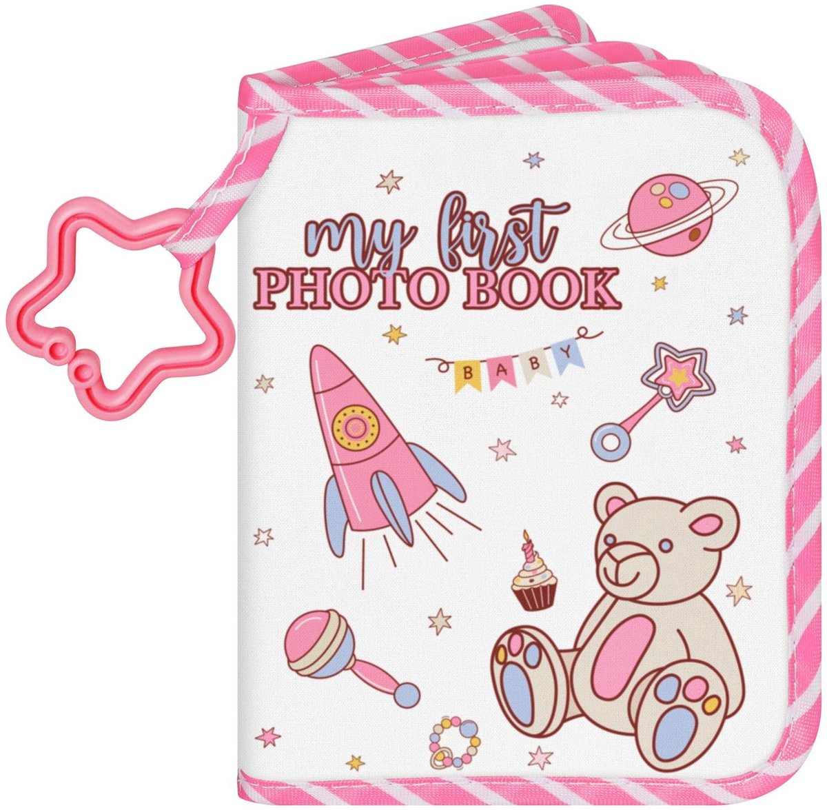 Dailygoody - Baby Photo Album - Baby's Eerste Foto Boek - Perfecte Herinneringen - 10x15 cm - Inclusief Naamkaarten en Spiegels - Geschikt voor Meisje