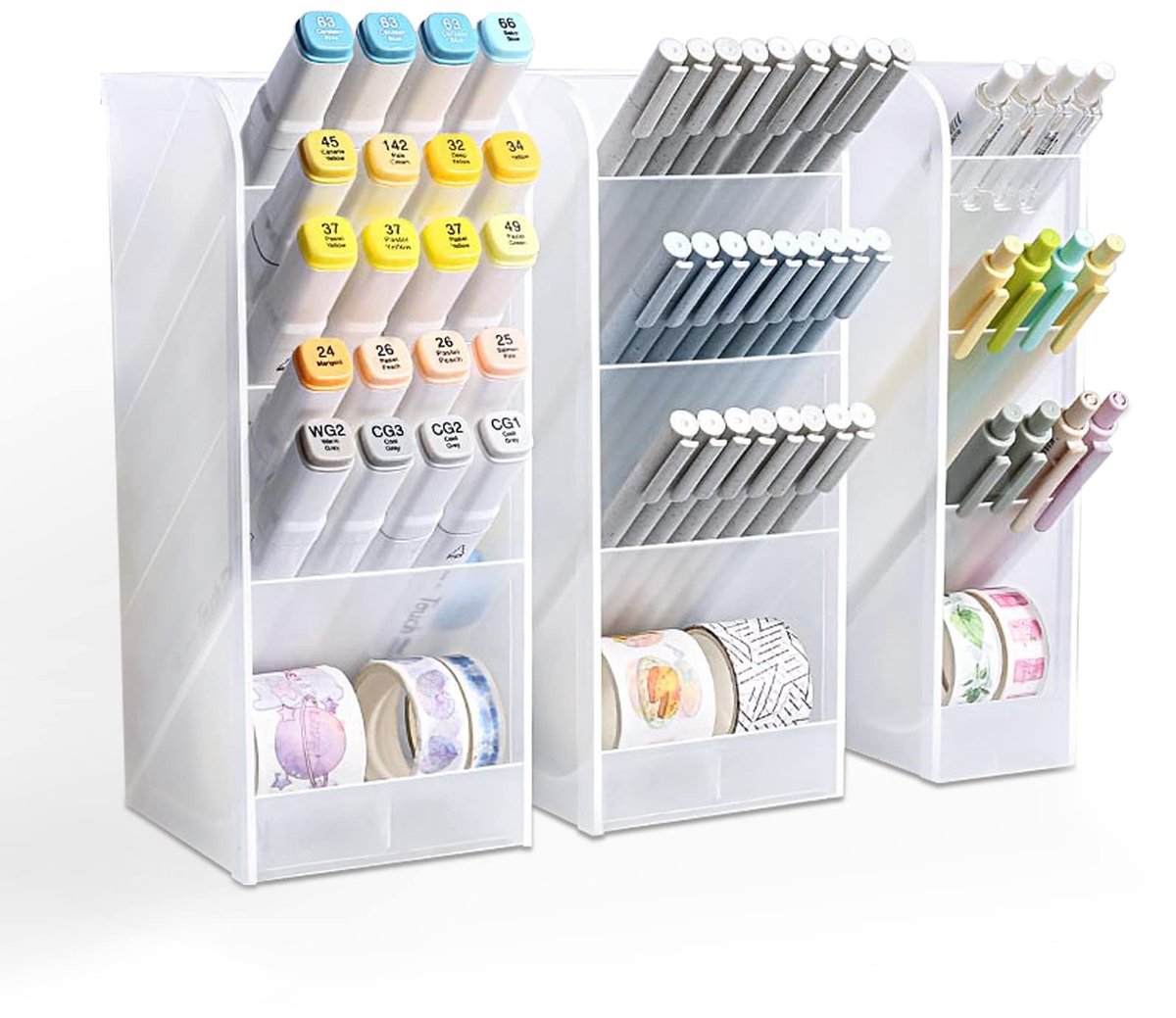 Dailygoody - Desk Organizer - Multifunctionele Penhouder - 3-delige Set - Wit - Bureau Organizer - Perfect voor Kantoor en School - Ruimtebesparend