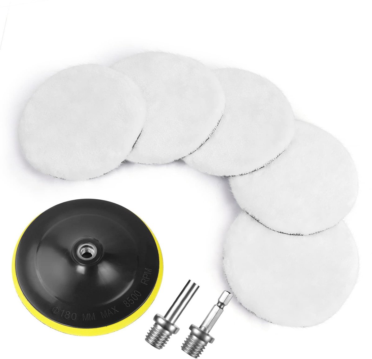 Dailygoody - Polijstpad - Polishing Disc Set - 5 Stuks - 180 mm - Polijstkit - Voor Auto en Hout - M14 Adapter