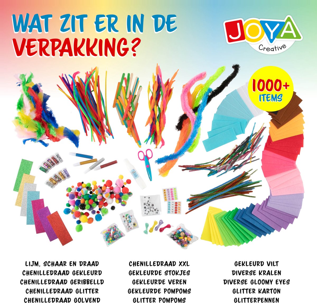 Knutselen voor Kinderen 1000pcs Knutselkoffer - Knutselen meisjes en jongens - Geschikt voor kinderen vanaf 4 jaar - In handige opbergkoffer - Joya Creative — afbeelding 5