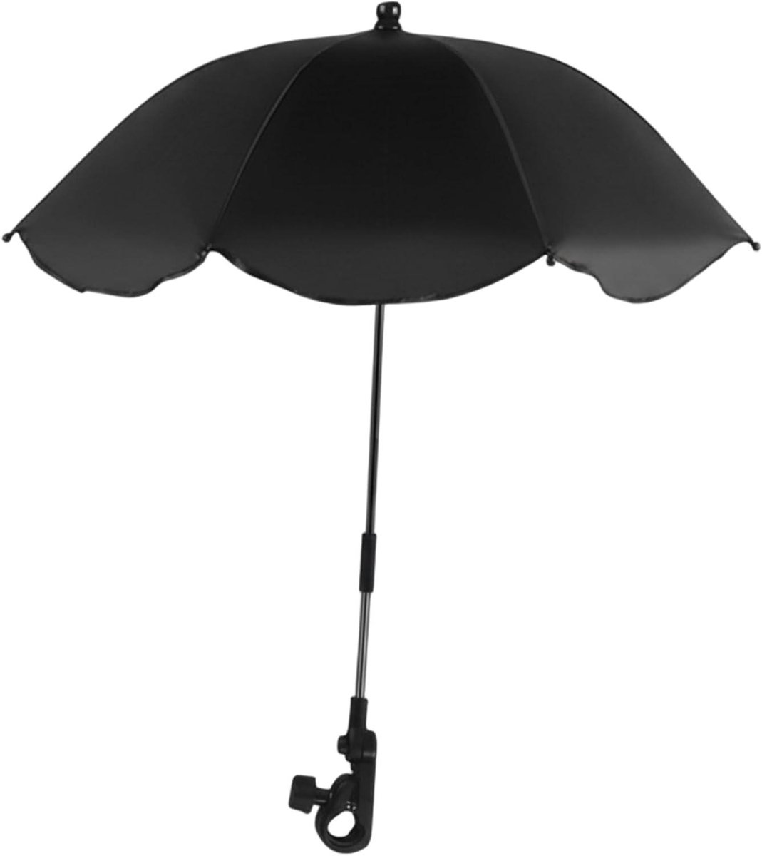 Stoelparaplu met klem - Clip-on parasol - Bescherming tegen zon - 360° verstelbaar - 65 cm - Zwart