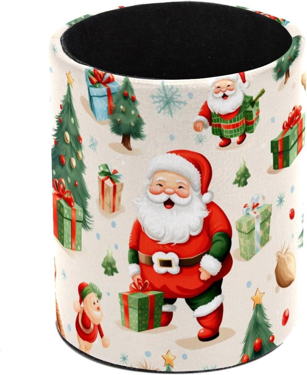 Kerst Etui - Pennenhouder Potlood Tas - Bureau Organisatie - PVC Leer Karton - 10x8 cm - Multi