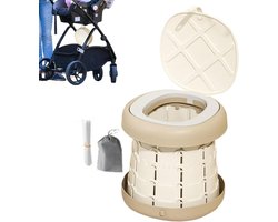 Reispotje Opvouwbaar - Draagbaar Toilet Kinderen - Zindelijkheidstraining Onderweg - Antislip Basis - 26.8 cm Hoogte - Lichtbruin