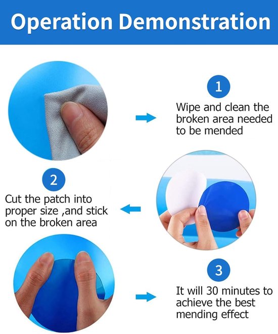 Zwembad Reparatiepleisters - Opblaasbaar Herstel - Lekkages Dichten - Zelfklevend Waterdicht - 7x7 cm - Transparant — afbeelding 5