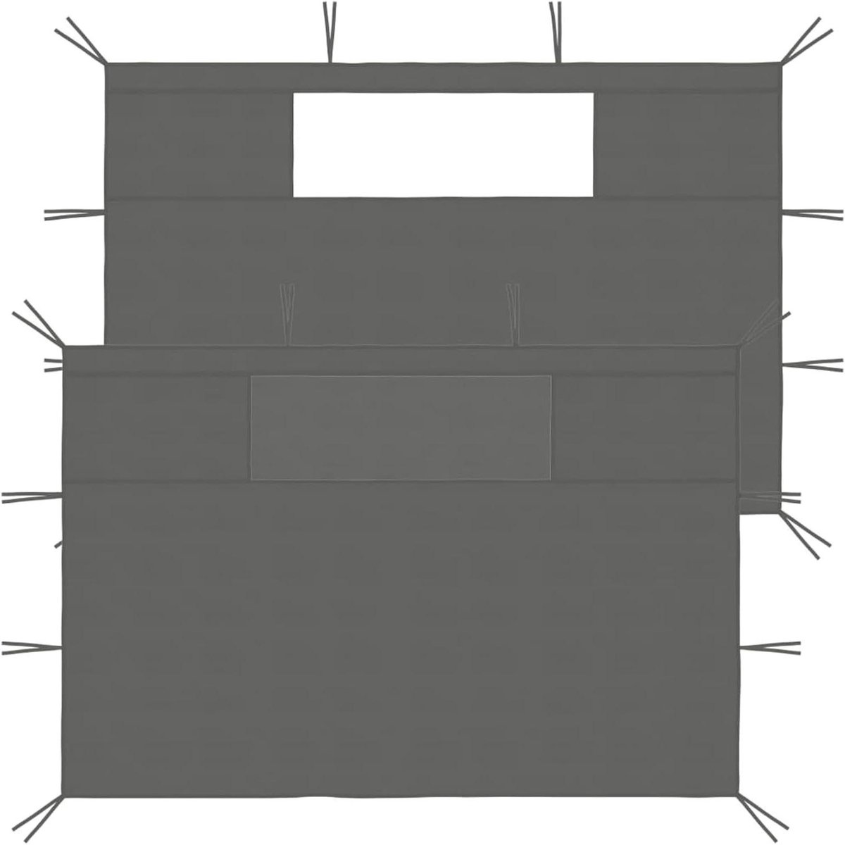 Paviljoen zijwanden - Partytent wanden Tentpanelen - Bescherming tegen insecten - Met transparant venster - 435x210 cm - Antraciet