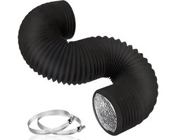 Afzuigslang Flexibel - Ventilatieslang Afzuiger - Lucht Afvoeren - Aluminium Versterking - 150 mm x 5 m - Zwart