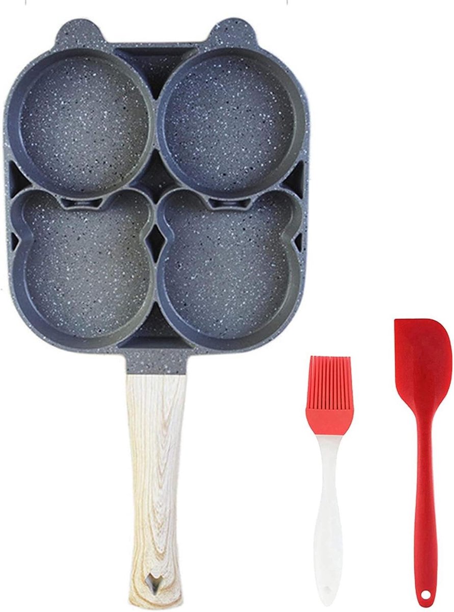 Pannenkoekenpan - Omelet Pan - Ontbijt Maken - Vierdelige Vorm - 19 cm Diameter - Zwart