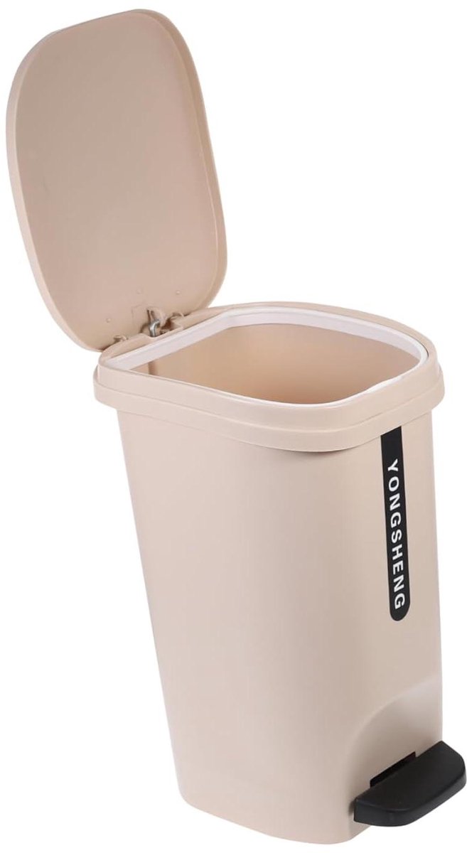 Grote Afvalbak - Prullenbak Deksel - Huishoudelijk Gebruik - Handsfree Pedaal - 10 Liter - Khaki