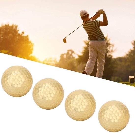 Gouden Golfballen, Dubbele Laag, 4 Stuks, Ideaal voor Swing Oefeningen en Lange Afstanden Training, Perfect voor Golf Enthousiastelingen — afbeelding 4