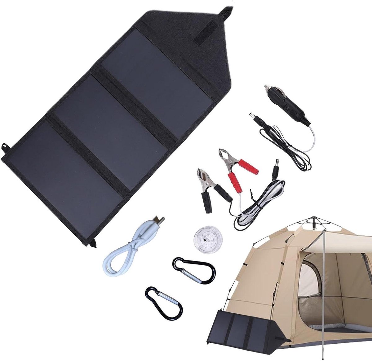 Draagbare Zonnepaneel - Opvouwbare Charger - Outdoor Energie - Dubbele USB Snel Laden - 100W - Zwart