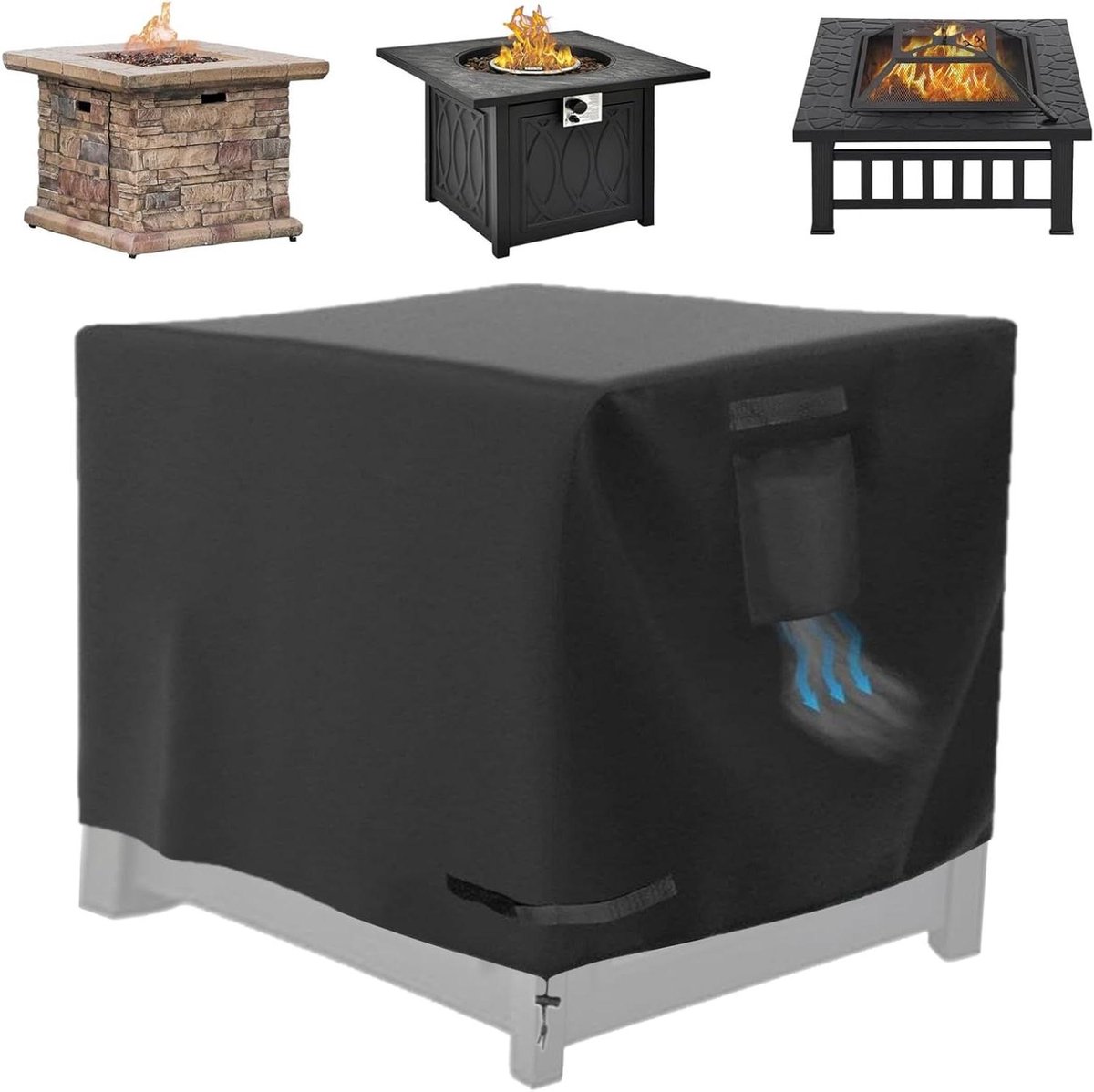 Vuurkorfhoezen - Terraskachel Beschermhoes - Buitenruimte Beschermen - Veilig Dekkingsontwerp - 30 inch - Zwart