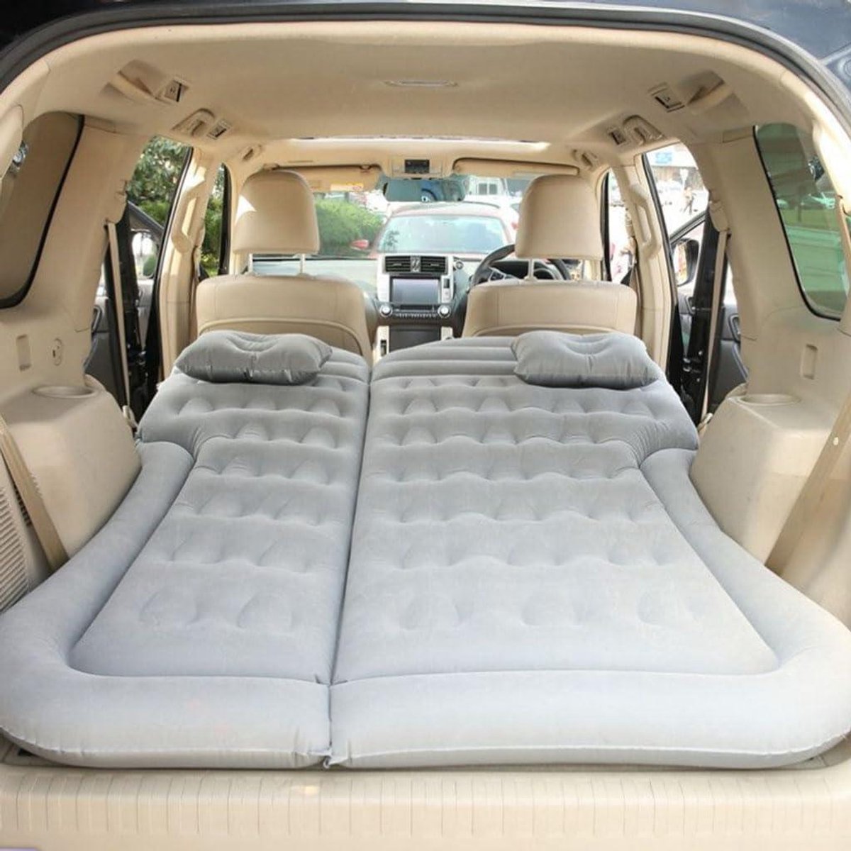 Auto luchtbed - Slaapmatras auto - Kamperen en reizen - Inclusief pomp - Normale maat - Donkergrijs