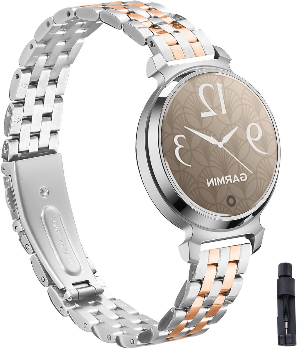 Metalen Armband - Smartwatch Band - Dagelijks Gebruik - Verstelbare Sluiting - 14 mm Breed - Zilverkleurig