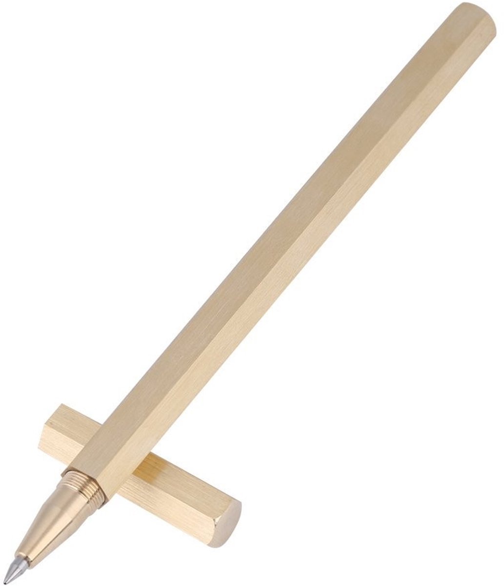 Dailygoody - Handgemaakte Messing Pen - Antislip Balpen - Uniek zeshoekig ontwerp - Draagbare pen - Comfortabel materiaal - Geschikt voor student