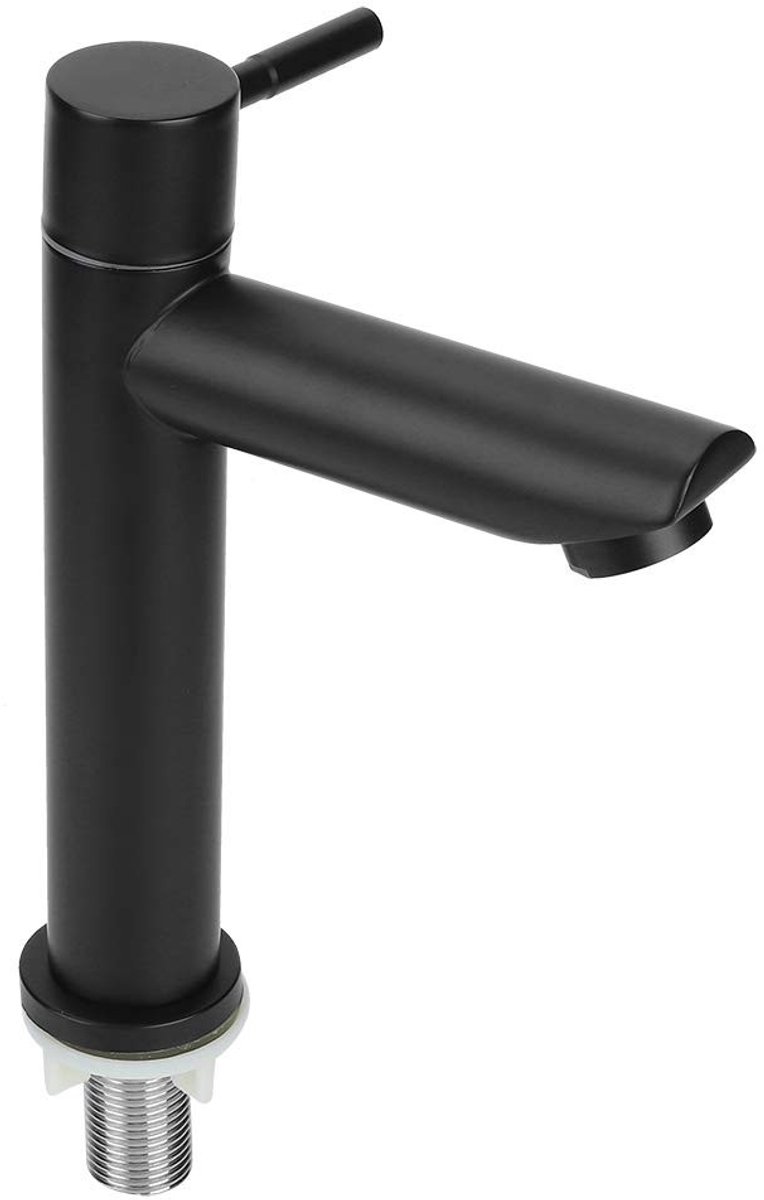 Dailygoody - Roestvrijstalen Wastafelkraan - Enkele Koude Kraan - Zwart - Waterkraan voor Badkamer - Hoogwaardige Kwaliteit - Geschikt voor Badkamer e...
