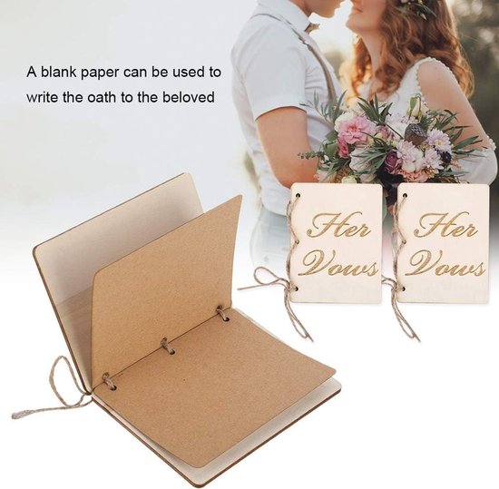 Huwelijksgelofteboekjes Set - Houten Eedboekjes - Bruiloftsceremonie - Met Hennep Touw - 105 x 8 cm - Houtkleur — afbeelding 4