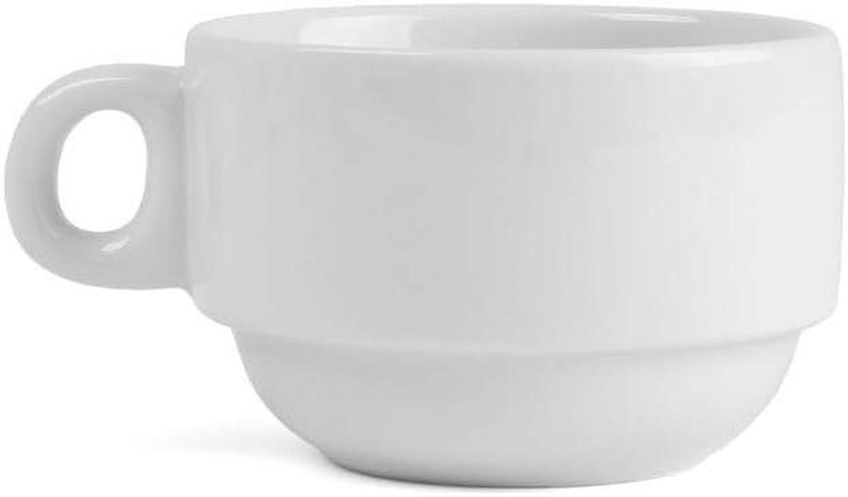 Porseleinen Mokken - Koffiebekers - Warme Dranken - Stapelbaar Ontwerp - 6 stuks - Wit