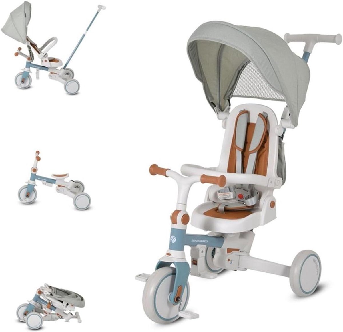 Driewieler 4-in-1 - Kinderdriewieler - Buiten spelen - Inklapbaar aluminium frame - 70 x 50 x 97 cm - Blauw