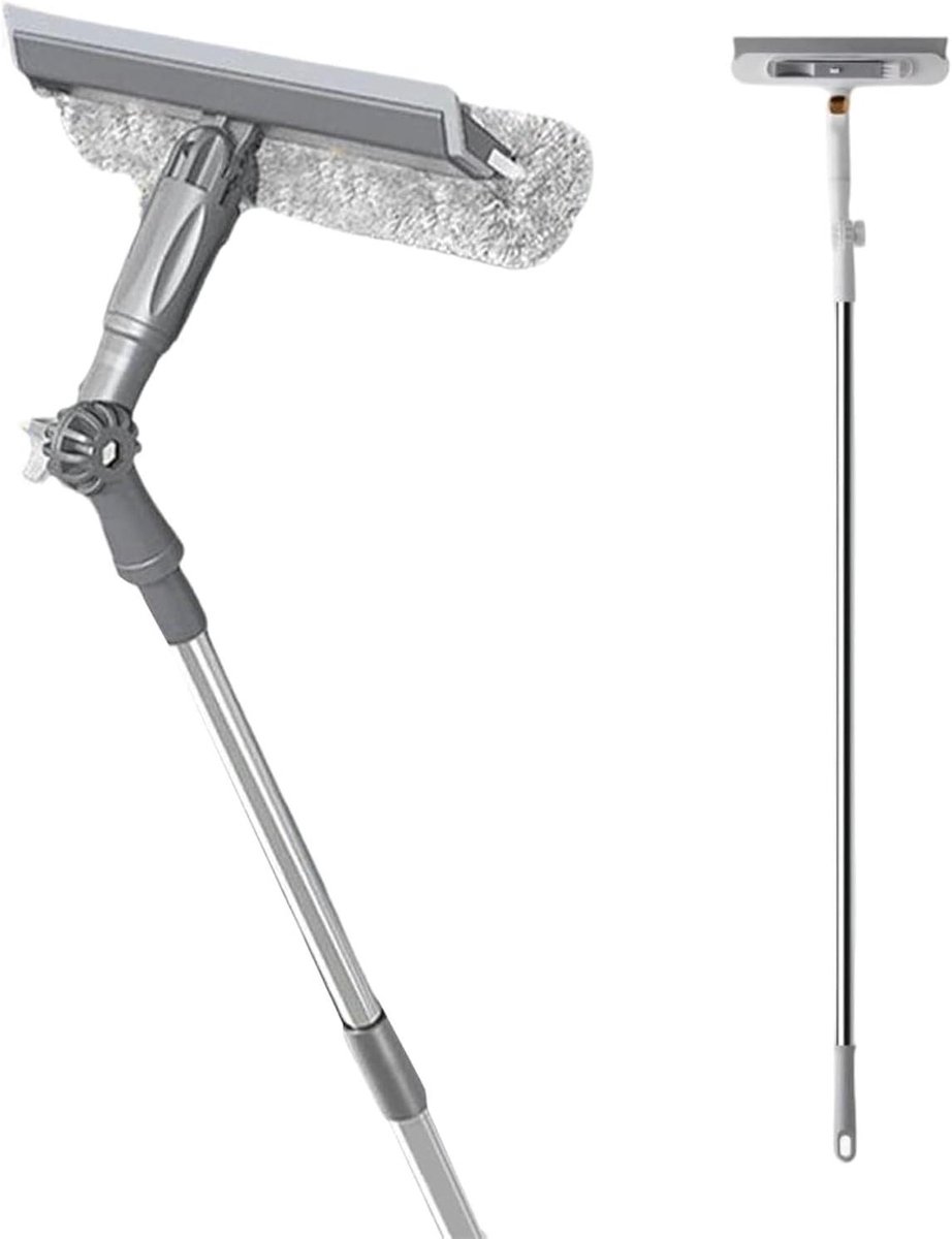Raamwisser Set - Telescopische Reiniger - Ramen Schoonmaken - Verstelbare Hoekkop - 119.5 cm - Wit