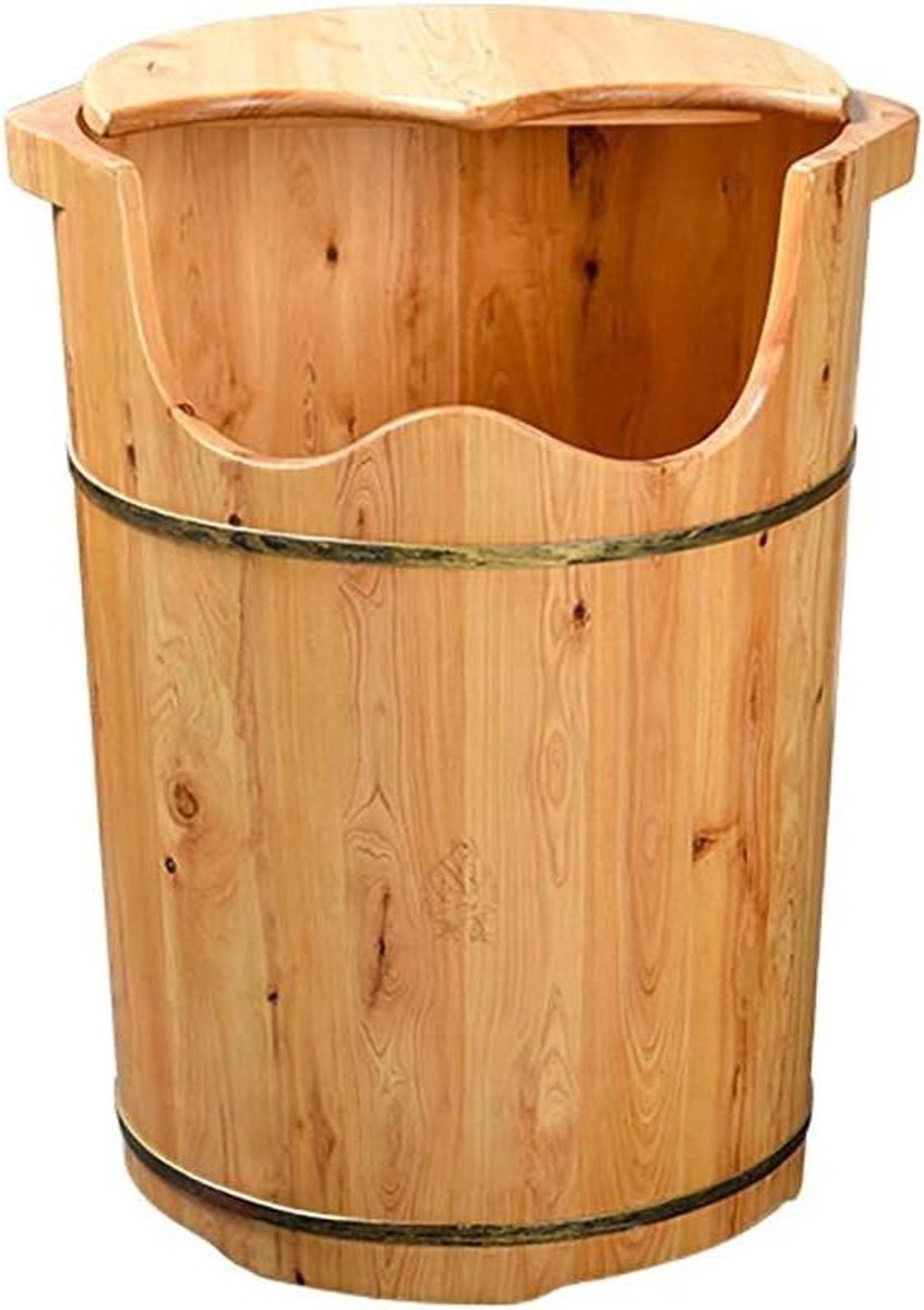 Voetenbad Emmer - Houten Voetenbad - Voetmassage Ontspanning - Handgemaakt Cederhout - 60cm Hoog - Natuurlijk Hout