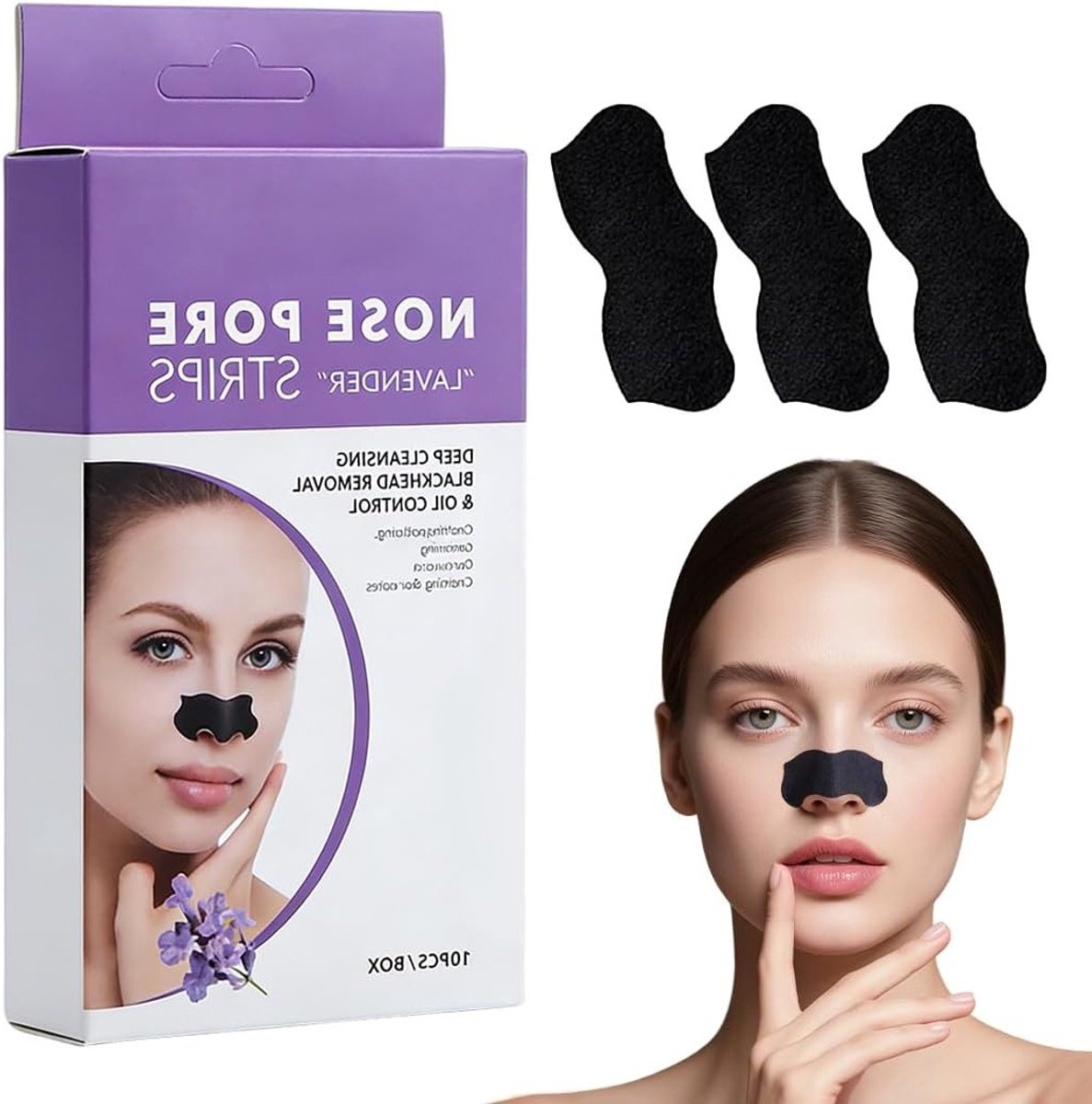 Diepe Reiniging Strips voor het Verwijderen van Zwarte Punten op de Neus - 10 Stuks, Geschikt voor Alle Huidtypes, Effectieve Pore Cleansing en Verfrissing