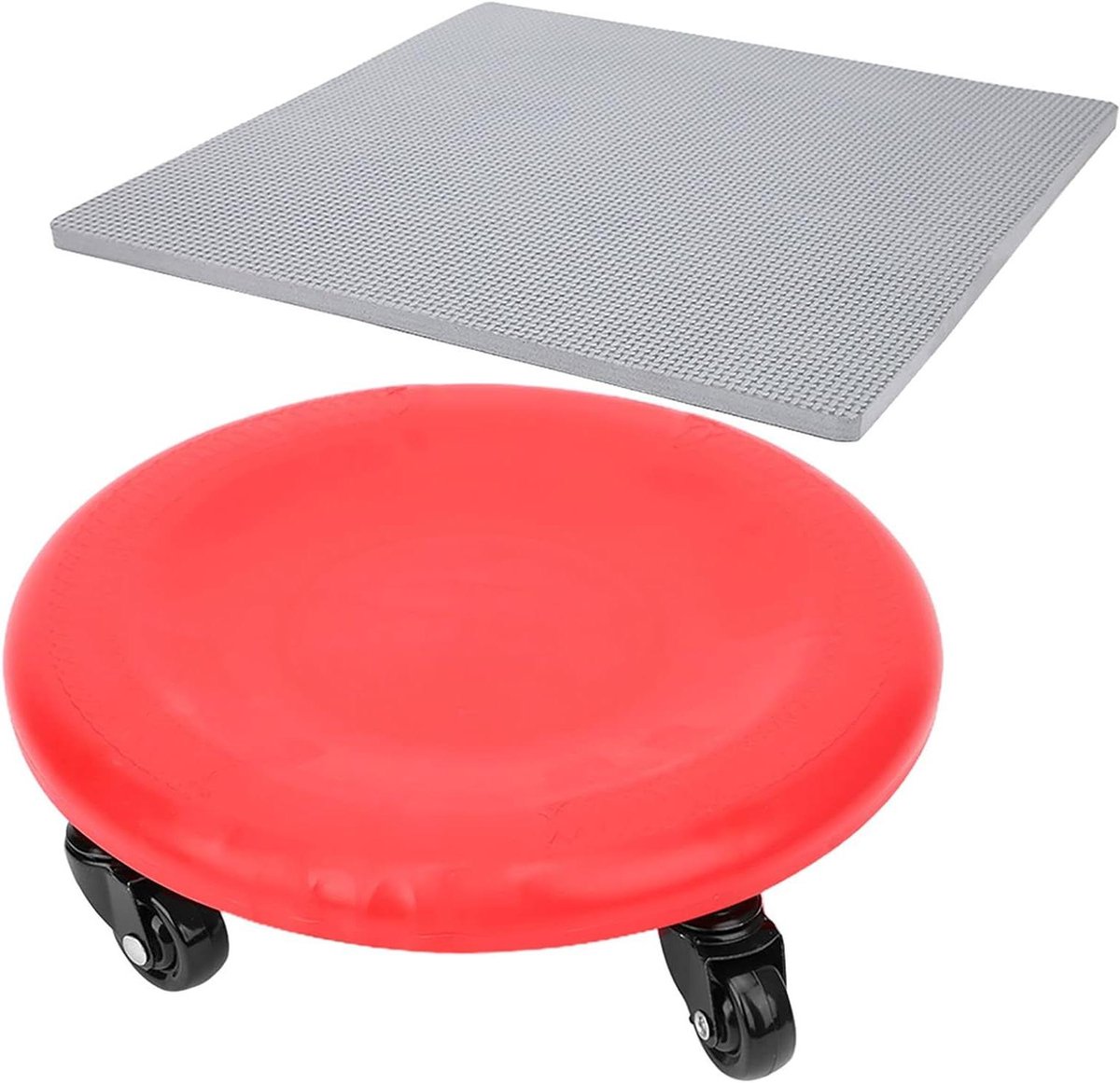 Buikspiertrainer 4 Wielen - Buikroller Fitness Wielen - Thuis Trainen - Multidirectionele Wielen - 29x8cm - Rood